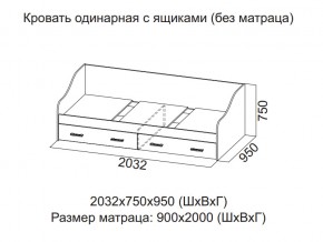 Кровать одинарная с ящиками (Без матраца 0,9*2,0) в Нижних Сергах - nizhnie-sergi.magazin-mebel74.ru | фото