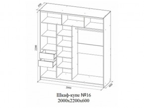 Шкаф-купе №16 (2,0м) в Нижних Сергах - nizhnie-sergi.magazin-mebel74.ru | фото